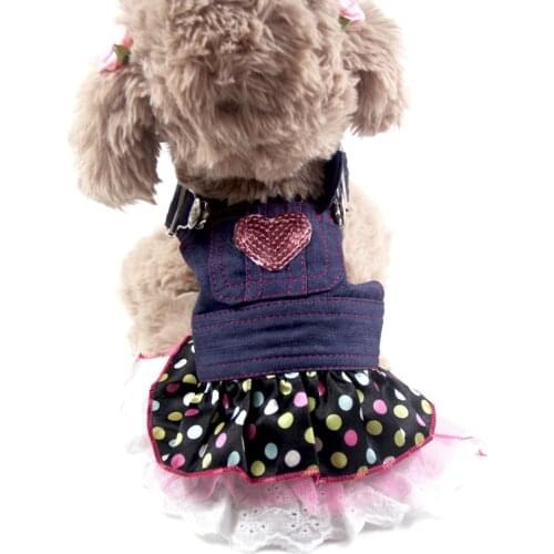 Summer Cat Dress Small Dog Clothes Denim Jeans Skirt Chihuahua Yorkie Yorkshire Clothing Pomeranian Puppy Pet Dress Costume XS