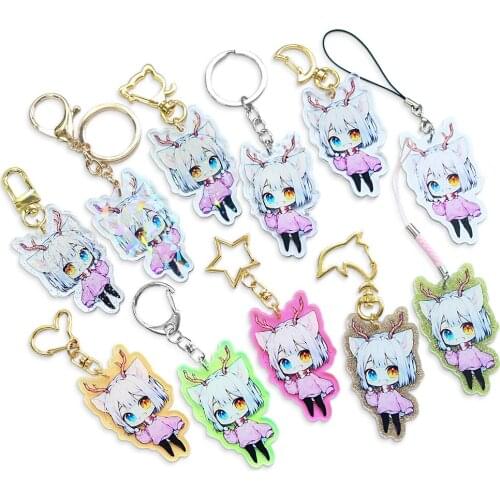 Fashion Anime Custom Keychains Cartoon Clear Acrylic Key Chain Photo Customized Hologram Plastic Personalized Charms Keyring