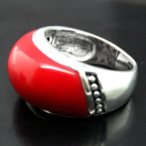 Fashion Jewelry 925 Sterling Silver 10*20mm Red Coral Ring Size 7/8/9/10