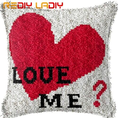 Latch Hook Kits Make Your Own Cushion Love Me Heart Printed Canvas Crochet Pillow Case Latch Hook Cushion Cover Hobby & Crafts