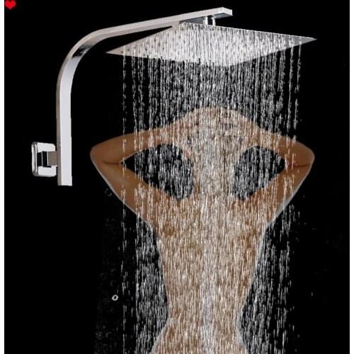 Chrome Adjustable Ultra-Thin Shower Head Shower Arm Wall-Mounted Rainfall Square Shower Mixer Chrome Shower Head Accessories