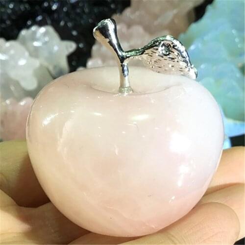 Natural Rose Quartz Crystal Apple Wedding Decoration Pink Rock Gemstones Craft Gift Birthday For Home Decor
