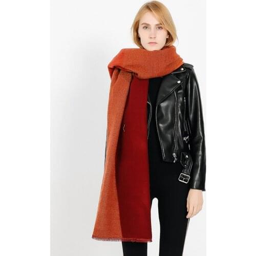 Winter new patchwork comfortable wild thick soft scarf knitted warm couple temperament long fresh simple scarf knit red shawl