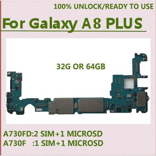 Original Unlocked Main Motherboard For Samsung Galaxy A8 PLUS 2018 A730 A730F/DS A730F Logic Board Dual sim Mainboard