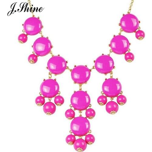 Wholesale Bohe Fashion Candy Color Big Bubble Bead Necklaces & Pendants Vintage Statement Collar Necklaces & Pendants