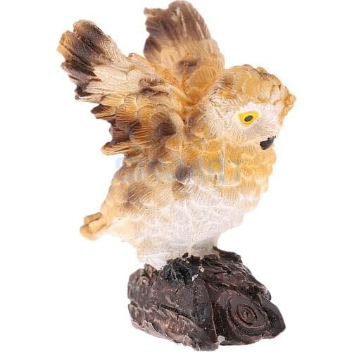 Realistic Miniature Flying Owl Statue Animal Model Sculpture Figurine for Backyard Fairy Garden Room Office Decorative Accessory