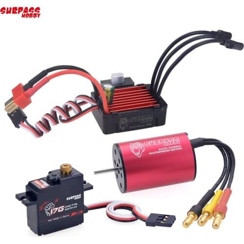 SURPASSHOBBY KK Combo 2435 3300KV Brushless Motor w/ 25A ESC + S0017M 17G Servo for 1:16 1:18 RC Buggy Drift Racing Car