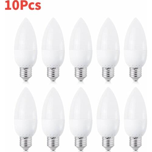 10Pcs E14 E27 LED Candle bulb AC 220V led light chandelier lamp Candle Bulbs 3W Lamps Decoration Light Warm/White Energy Saving
