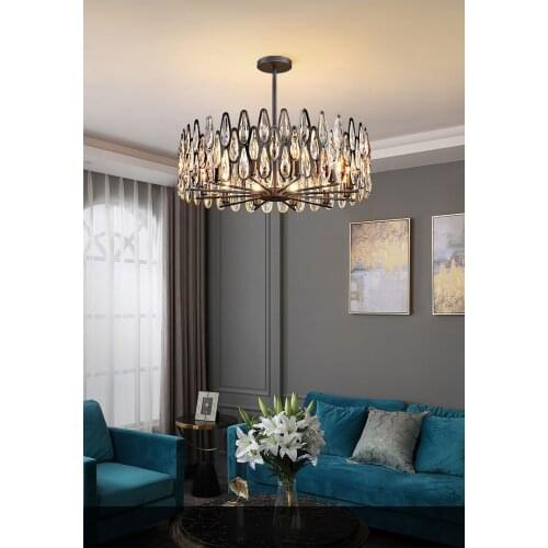 LED Postmodern Crystal Round Chandelier Lighting Lustre Hanging Lamps Suspension Luminaire Lampen For Foyer