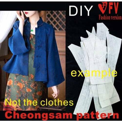 Tang suit pattern womens retro wide-sleeve blouse sewing structure picture 1:1 pattern physical object BQP-76