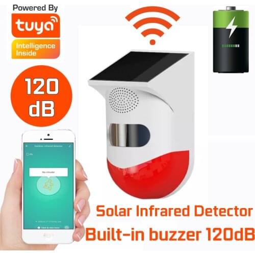 Tuya Smart WIFI PIR Detector Solar Security Alarm Siren PIR Motion Sensor For Outdoor Garden Smartlife APP Remote Control