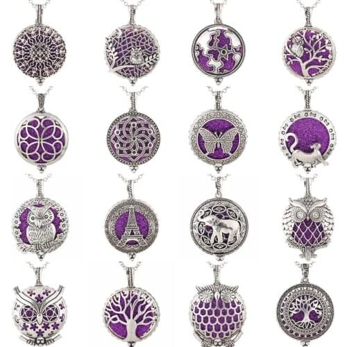 Vintage Aroma Diffuser Life Tree Dream Catcher Necklace Open Pendant Perfume Essential Oils Diffuser Locket Necklace