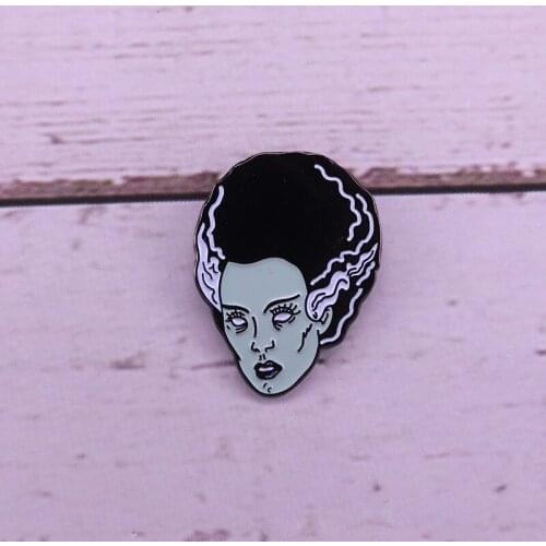 Vintage Bride of Frankenstein Horror Enamel Lapel Pin