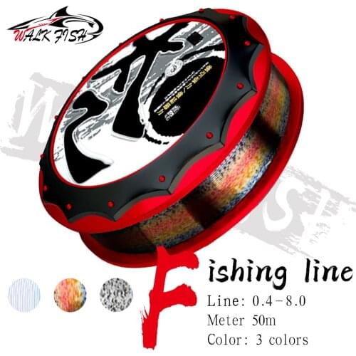 WALK FISH 50M Fishing Line Super Strong Nylon Fishing Line 3D Invisible Camouflage Nylon Fishing Line Monofilament Fish Line