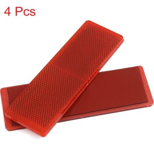 X Autohaux 4Pcs Red Plastic Car Safety Reflector Side Marker Reflective Panel W/O Holes