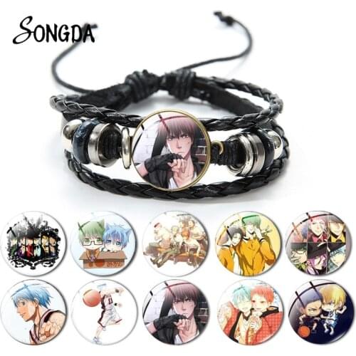 Japan Anime Kuroko No Basuke Cosplay Leather Bracelet Cartoon Figure Kuroko Tetsuya Bangle For Basketball Fans Jewelry Men Gifts