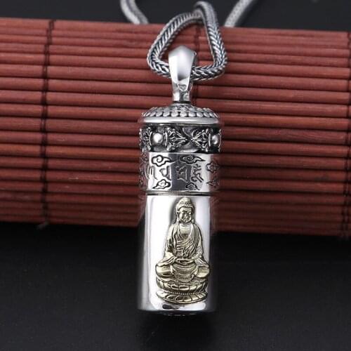 Real 100% 925 sterling silver jewelry Six character truth Jin Gangchu Arni Buddha Thai silver Kwu box Male and female pendants