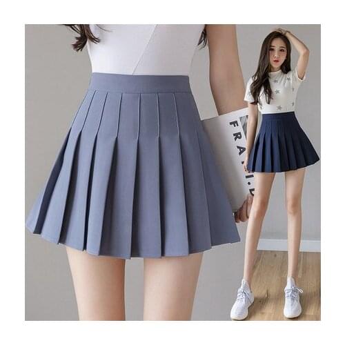 Women High Waist Pleated Skirt Female Fashion Mini Dance Skirt Side Button High Waist School Skirts Cosplay Costumes