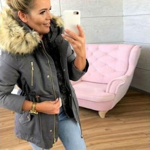 Winter Warm Women Hooded Quilted Jacket Coat Fashion Outwear Fur Collar Parka