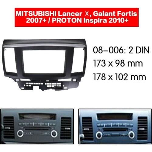 08-006 Double Din Fascia For MITSUBISHI Lancer X Galant Fortis Radio DVD Stereo Panel Dash Mount Install Trim Kit Refit