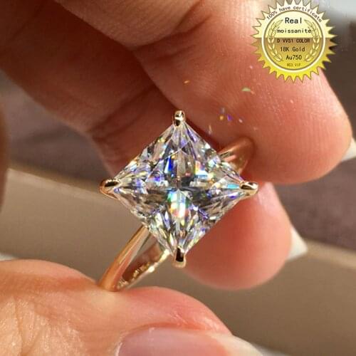 100% 18K Gold 2ct Moissanite Diamond Ring D color VVS With national certificate 022