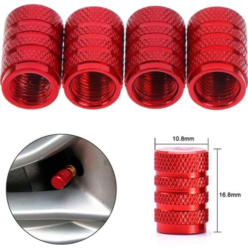 4Pcs Aluminium red car tyres valve stems air dust cover screw cap accessories