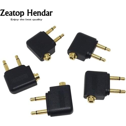 5Pcs Gold Mono 3.5 to 2 x 3.5mm Jack Airline Airplane Earphone Headset Audio Connector Adapter for Airplane Travel Headphone