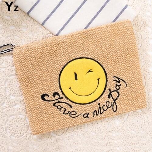 Aaby 2021 Summer Style Simple Tassel Day Clutches Wallet Handmade Woven Women Smiling Face Wallet Clutch Bags
