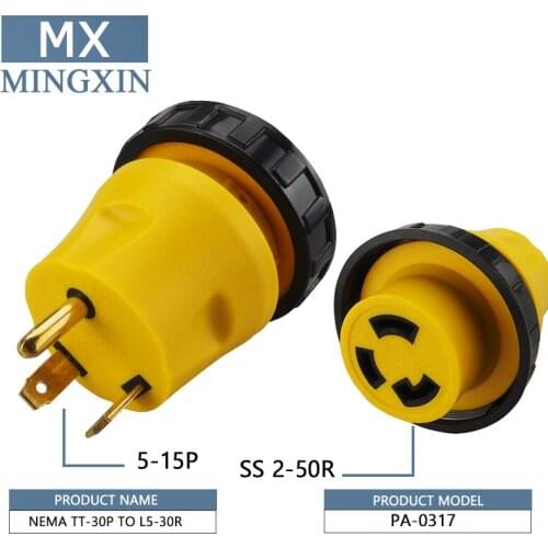 [TT-30P for L5-30R] RV 30Amp Generator Adapter TT-30P for L5-30R Plugrand 30Amp 3-Pin Adapter for Locking