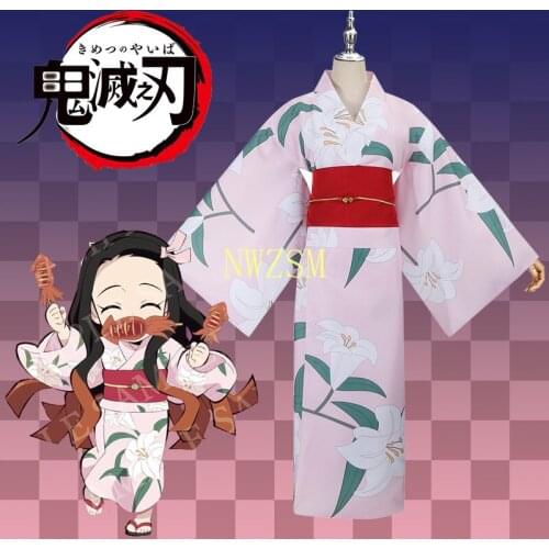 Anime! Demon Slayer: Kimetsu no Yaiba Kamado Nezuko 2020 Summerfest Bathrobe Uniform Cosplay Costume Women Kimono