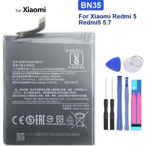 BN35 3300mAh Replacement Battery for Xiaomi Redmi 5 Xiao mi Redmi5 BN 35 BN-35 with Track Code