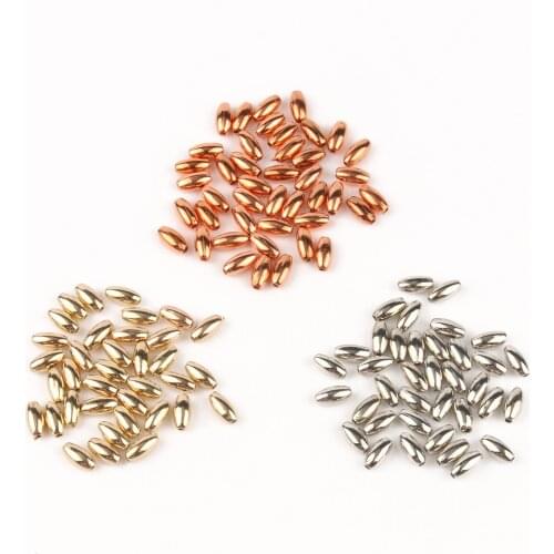 300pcs Gold/Silver Color 4x8mm Rice Shape Acrylic Loose Beads CCB Spacer Beads For Jewelry Making Handmade Accessories Wholesale