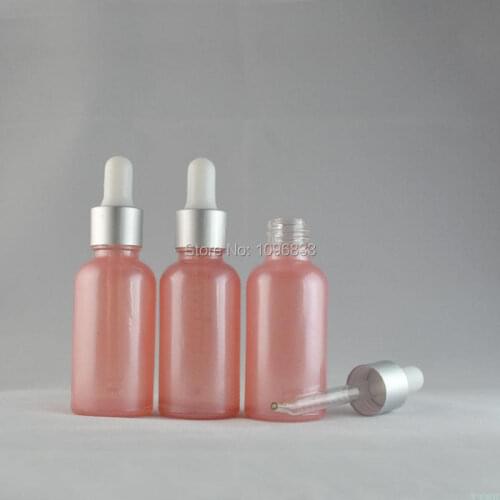 30ML Pink color Essential Oil Bottle, Rubber pipette Glass Bottle, Pink Glass Bottle 30CC, Cosmetic Packing Bottles, 30pcs/lot