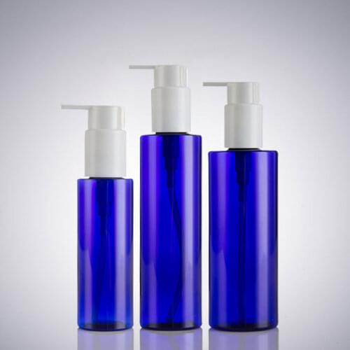 Lotion pump bottle 100ml 200ml 250ml blue flat shoulder screw pump,pump bottles plastic 300pcs/lot