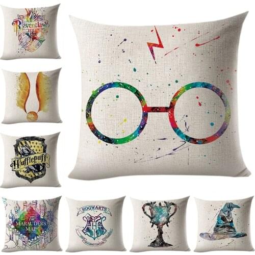 Glasses Hat the Champion‘s Trophy Decorative Pillow Case Children Room Sofa Car Cotton Linen Cushion Cover