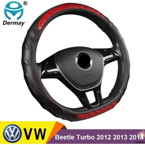 DERMAY Steering Wheel Cover Micro Fiber Leather 5Colors D Shape for VW Beetle Turbo 2012 2013 2014 Non-slip High Quality