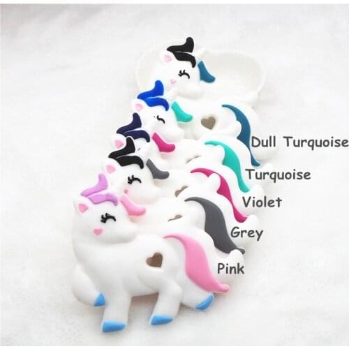 Chenkai 10PCS Lovely Silicone Unicorn Teether DIY Baby Animal Chewing Pacifier Dummy Teething Montessori Sensory Jewelry Toy