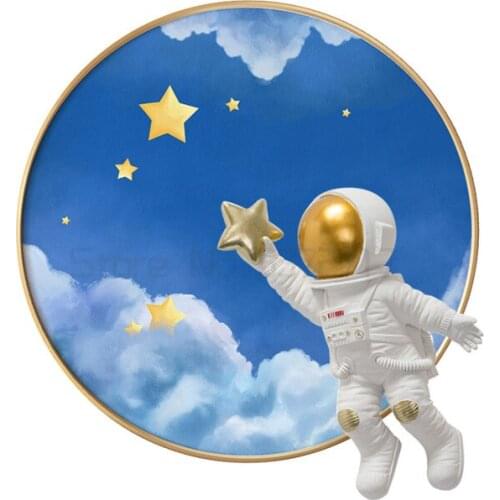 Childrens room decoration painting three-dimensional physical astronaut mural cartoon bedroom background hanging painting