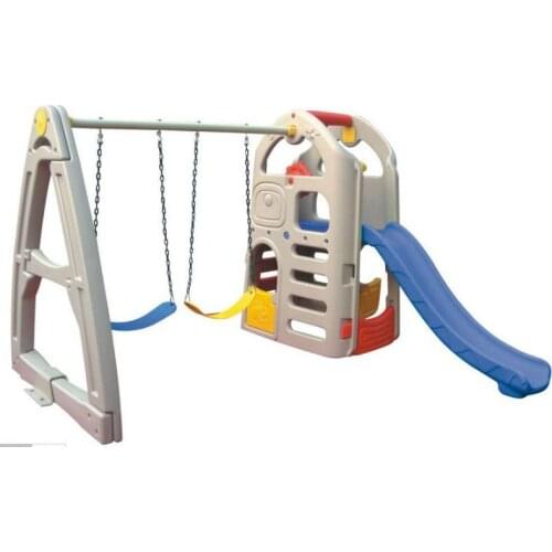 Kids indoor plastic slide with swings / indoor playground equipment
