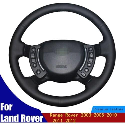 DIY Car Steering Wheel Cover Non-slip Black PU Artificial Leather For Land Rover Range Rover 2003-2005-2010 2011 2012