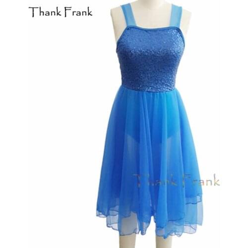 Thank Frank Long Latin Dress Girls Adult White Blue Sequin Dance Costume C381