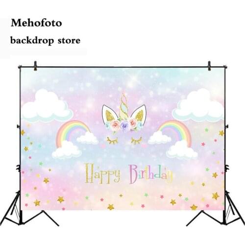 Mehofoto Unicorn Photo Background Newborn Birthday Party Photography Backdrops Rainbow Glitter Back Drop Photocall Custom 841