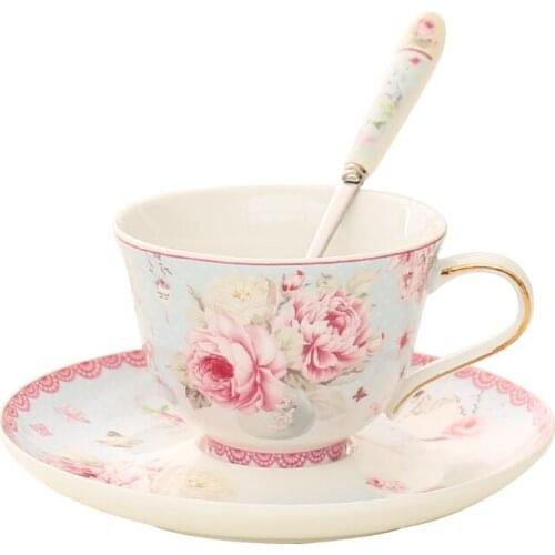 European Tea Set Ceramic Coffee Cup Suit High-Grade Bone China Coffee Cup And Saucer With A Spoon