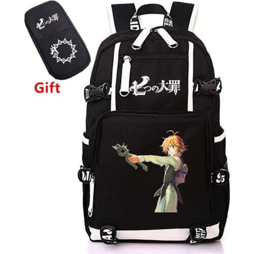 Japanese Anime The Seven Deadly Sins Meliodas Cosplay Women Daypack Canvas School Bags Cartoon Bagpack Canvas Laptop Backpack