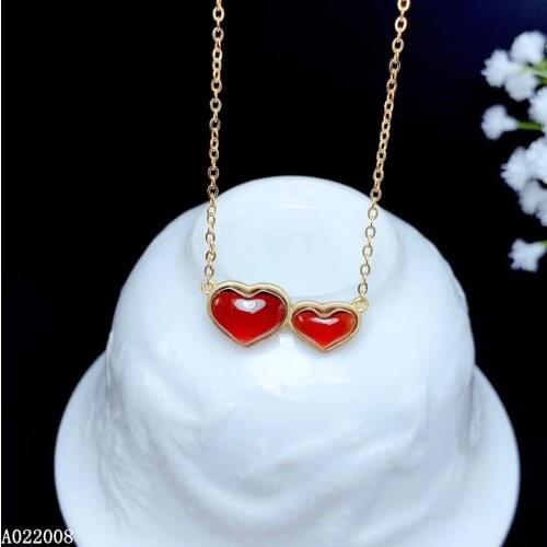 KJJEAXCMY fine jewelry 925 pure silver inlaid natural garnet girl new Pendant trendy heart Necklace vintage support test