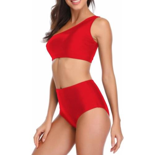 Sexy Striped Bikinis Women One Shoulder Bathing Suit Swimwear High Waist Swimsuit Tube Top Female Summer Beachwear