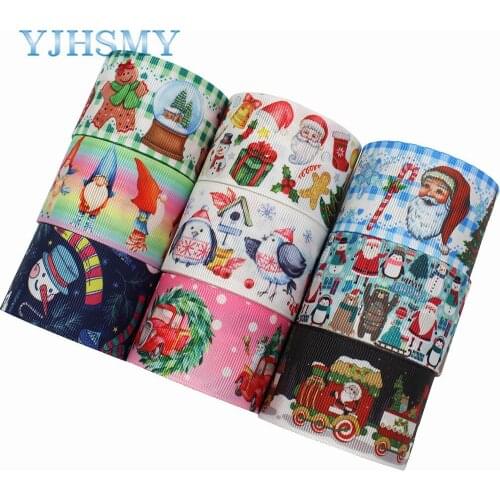 L-20929-1118,38mm 5YChristmas Printed Grosgrain Ribbon DIY Handmade Children Bow Wedding Decoration Gift Packaging Material