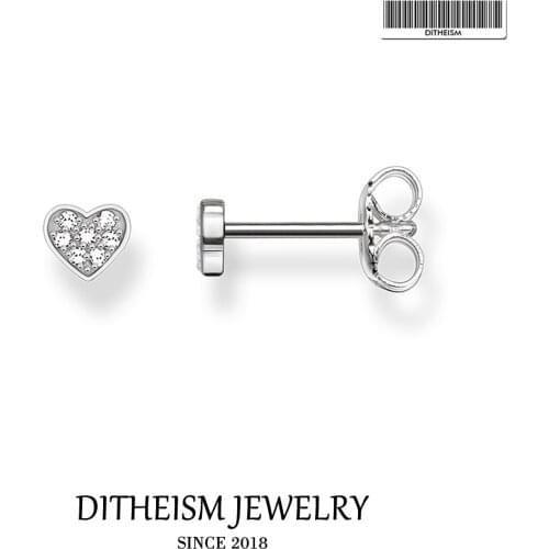 Heart Small Pave Stud Earrings, 2018 New Zirconia Fashion Jewelry 925 Sterling Silver Romantic Gift For Women Girl Lover