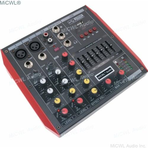 MG4 MiCWL Portable Bluetooth 4 Channel Audio Mixer Sound Mixing Console for Studio Stage Microphone USB 48V EQ