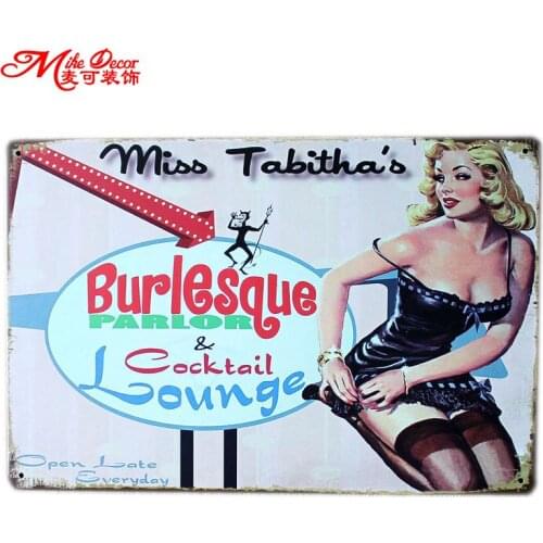 [ Mike86 ] Burlesque Parlor Cocktail Lounge PIN UP LADY Metal Plaque Gift PUB Iron Painting Bar Decor AA-71 Mix order 20*30 CM